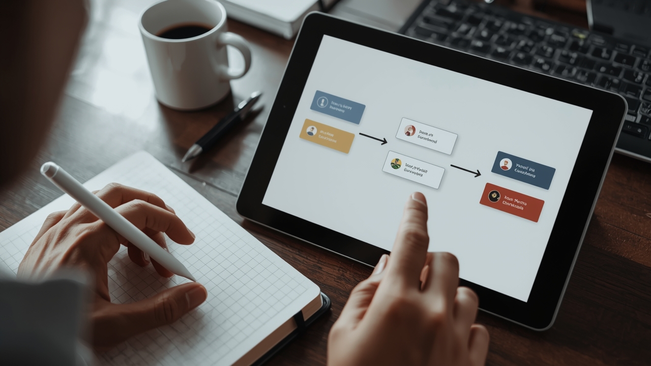 Workflow de funil em cards com herança de tarefas, responsável e prazo para cada etapa do lead
