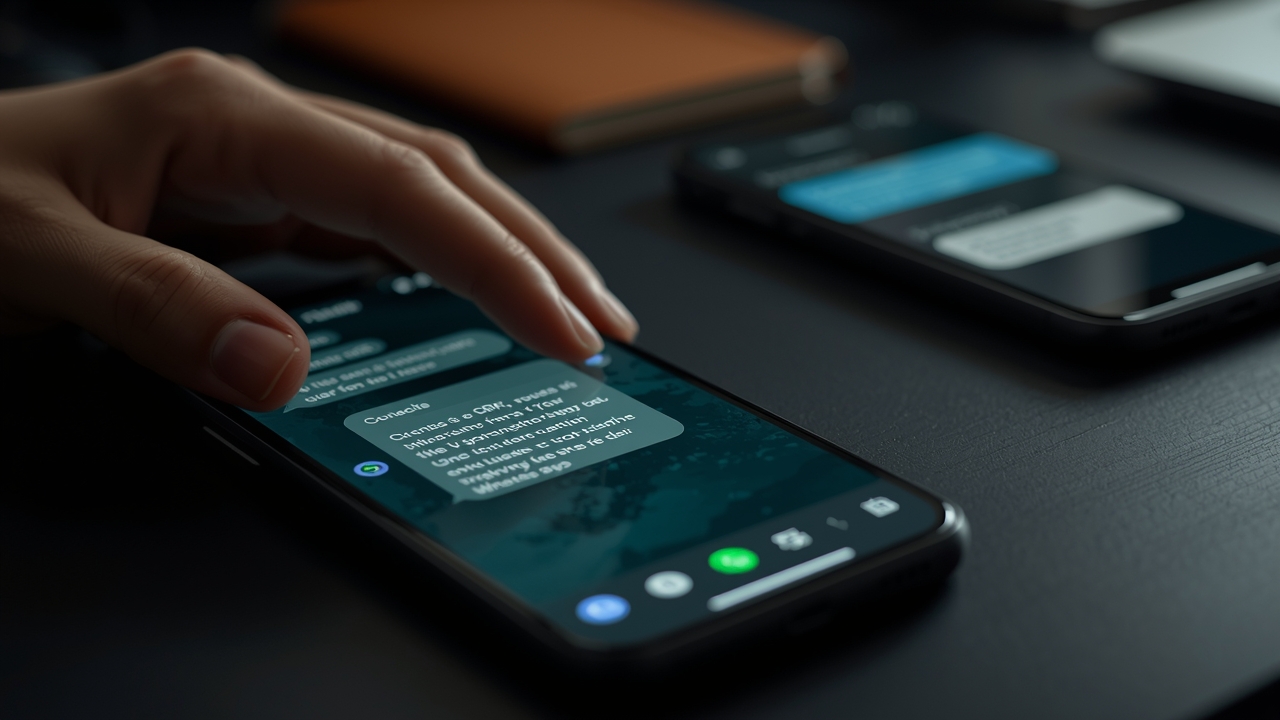 Representação fotorealista de um chat parado sem próxima ação, sugerindo conversa infinita no WhatsApp